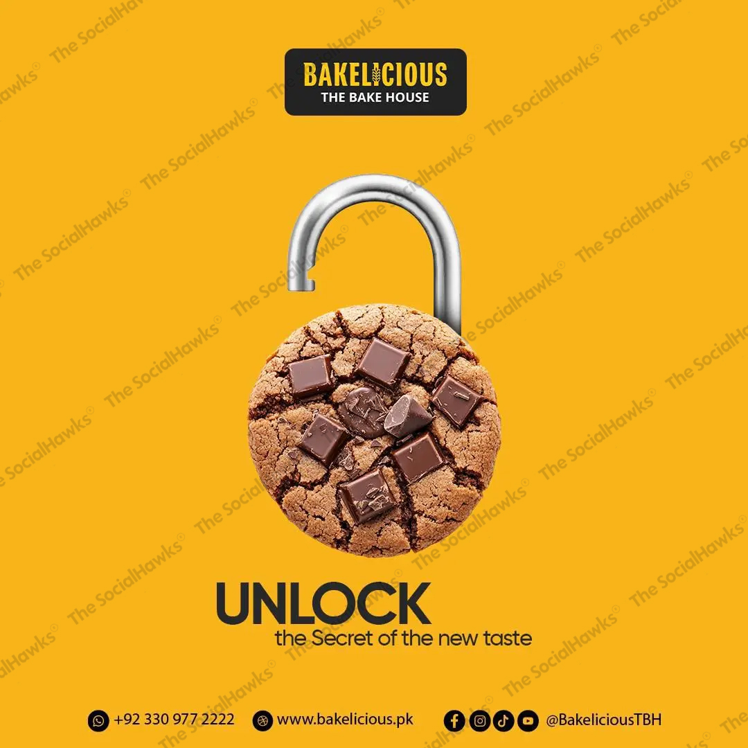 Bakelicious unlock new taste creative with chocolate chip cookie as padlock